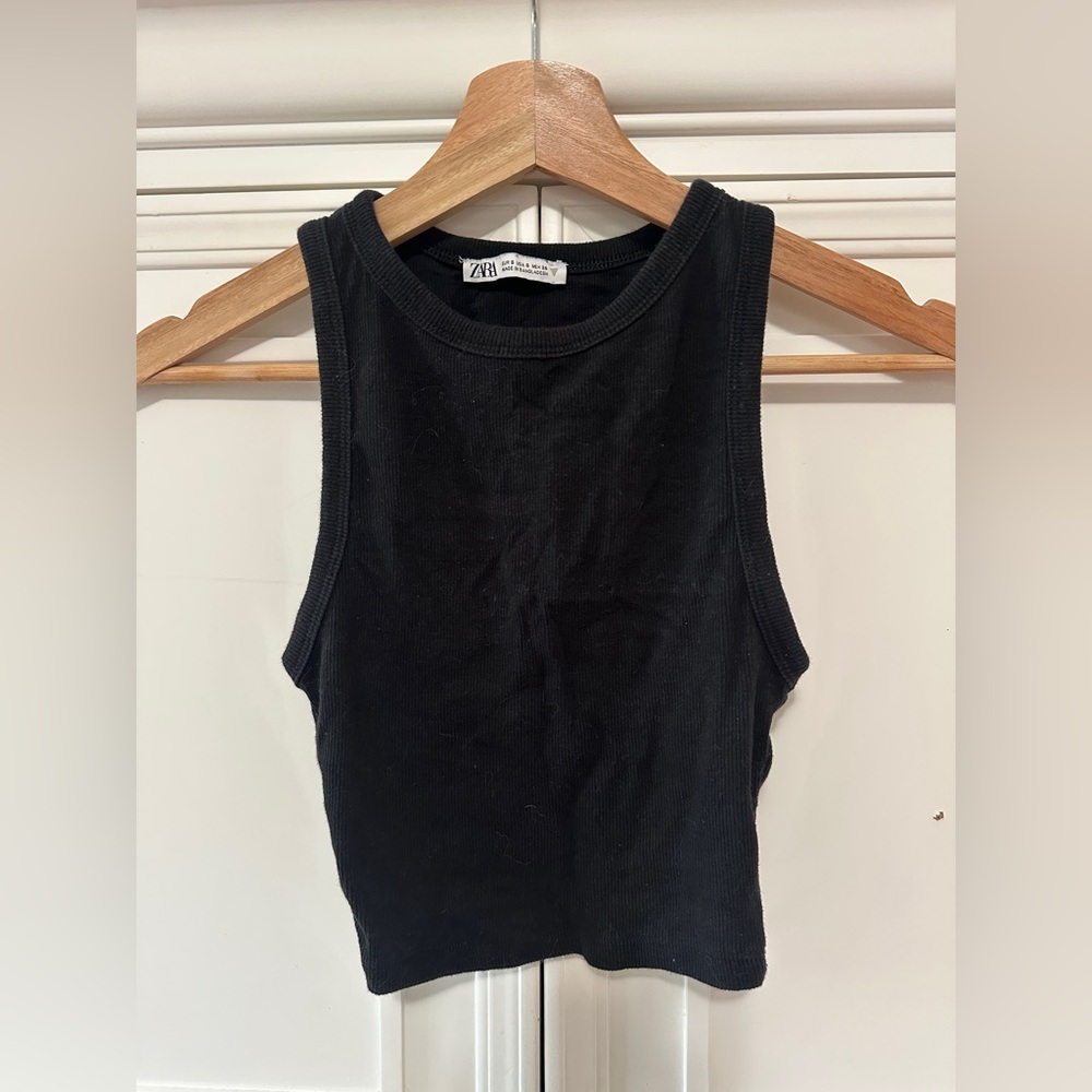 Zara Black Cropped Tank Top